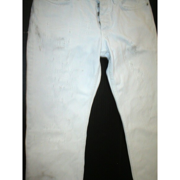New NWT Womens 28 Designer Helmut Lang Italy Jeans White Skinny Destroyed Ripped - Picture 2 of 12